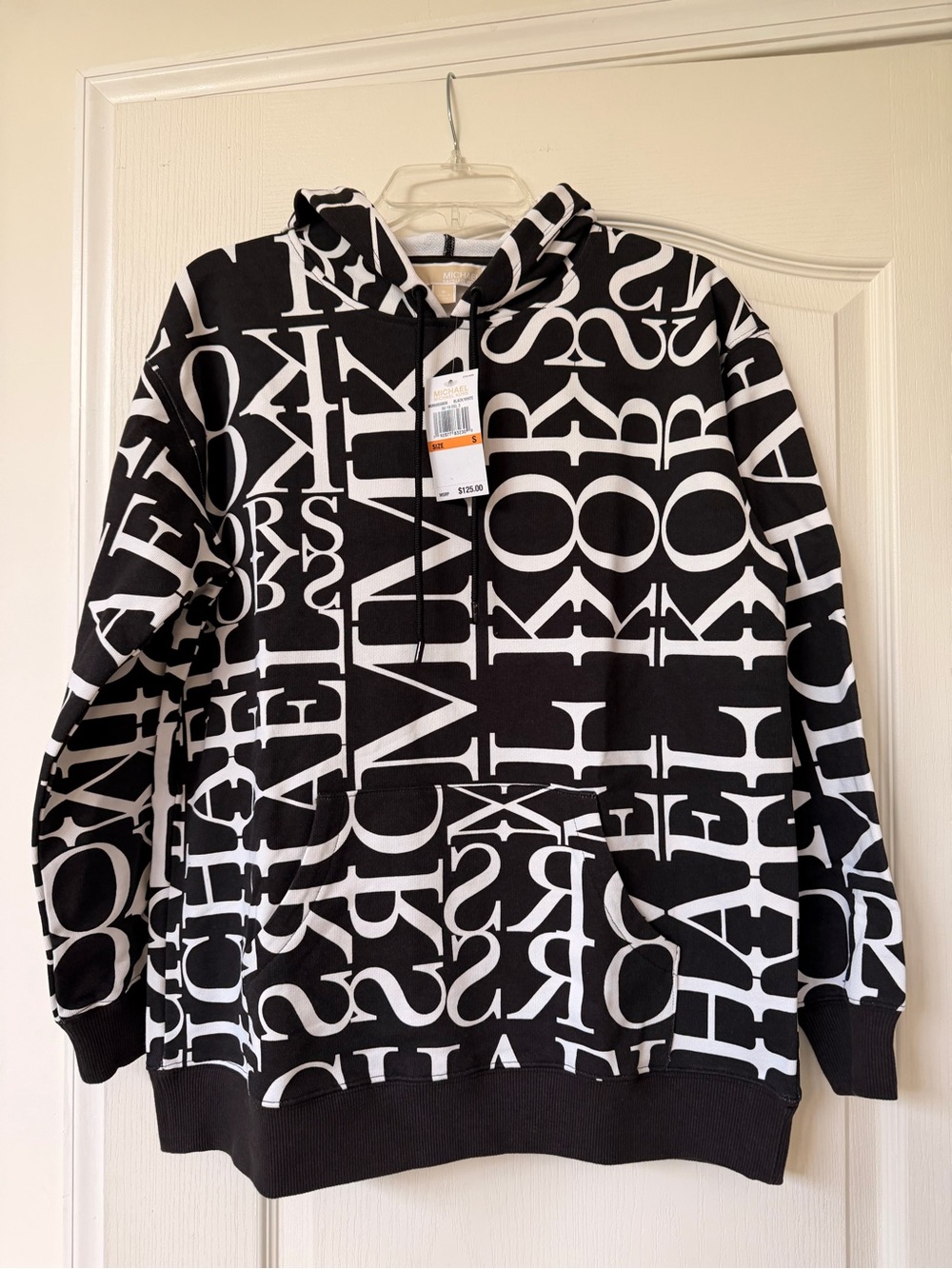 Michael Kors Black & White Logo-Print Hoodie